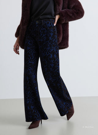 Jeans wide leg con fantasia floreale