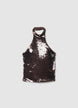 Sequin top with halter neckline - M