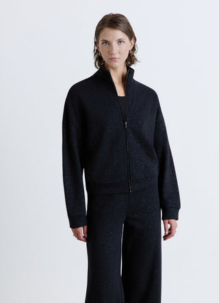Sweat-shirt zippé effet scintillant