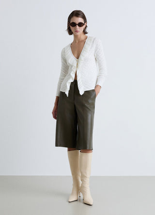 Cardigan pointelle con volant