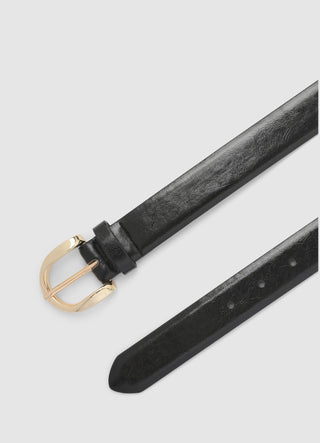 Slim solid-colour belt with golden buckle