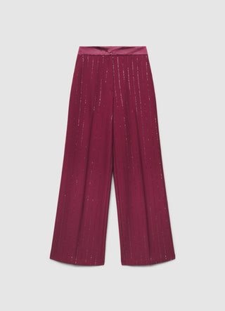 Pantaloni palazzo gessati con paillettes