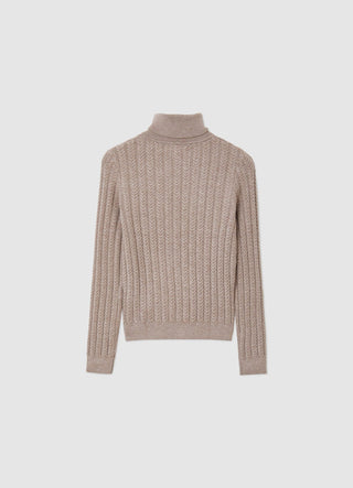 Rollkragenpullover mit Zopfmuster