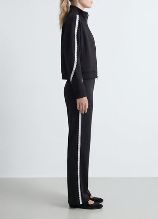 Long flared leggings with lace insert