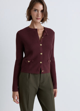 Cardigan en nid d'abeille avec boutons bijoux