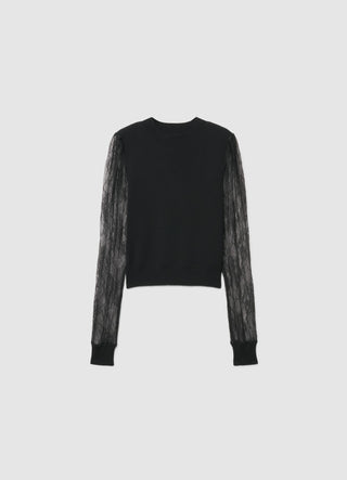 T-shirt con maniche in pizzo
