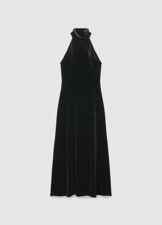 Vestito lungo con fiocco al collo