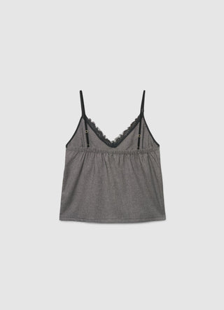 Top lingerie avec décolleté en V et bordure en dentelle