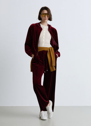 Felpa con cappuccio e zip in ciniglia