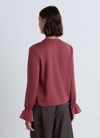 Blusa con volant similsatin