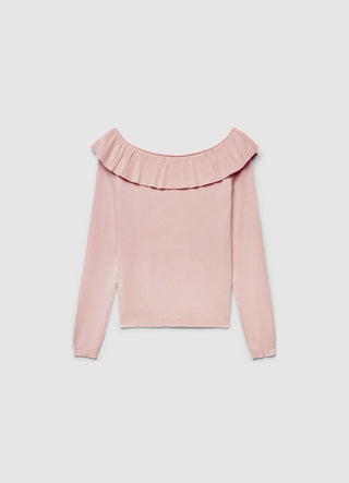 Maglia con scollo ampio e rouche