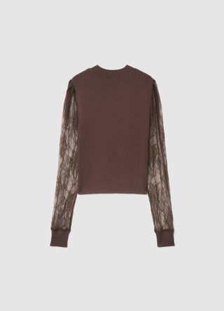 T-shirt con maniche in pizzo