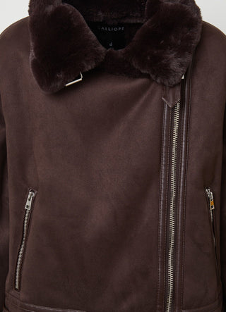 Padded jacket with fur-effect collar