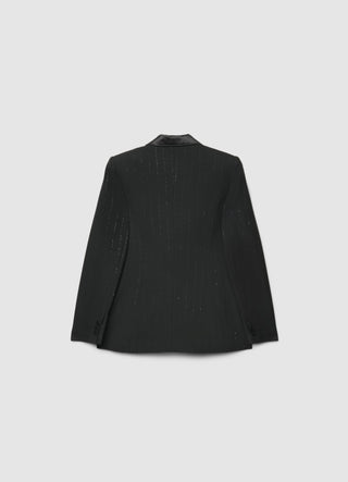 Single-breasted pinstripe blazer jacket with sequins