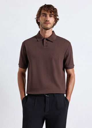 Plain polo shirt with collar and two buttons