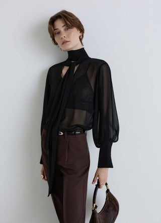 Blouse with sash belt