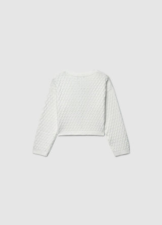 Cardigan crop in maglia con fiocchi