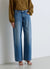 Jeans wide leg con strass laterali