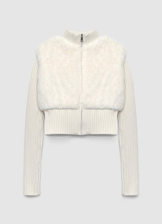 Crop-Pullover aus Kunstfell