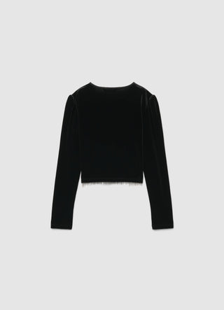Langärmliges Crop-T-Shirt mit Kette