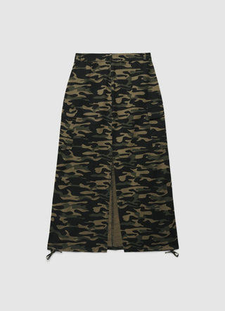 Gonna cargo lunga con stampa camouflage