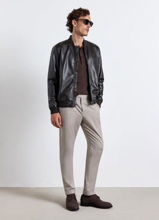 Bomber jacket with zip and ribbed edges