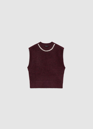 Gilet in maglia con applicazioni strass