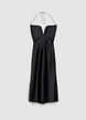 Midi dress with V-neck and cut-out detail - M