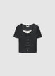 T-Shirt mit Frontverschluss und Spitzeneinsatz - 14+