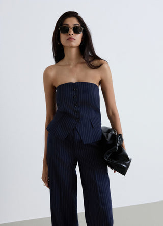 Pinstriped tailored bandeau vest with buttons