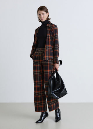 Straight check trousers