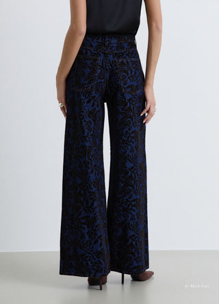 Jeans wide leg con fantasia floreale