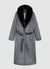 Cappotto lungo con collo in pelliccia sintetica e cintura
