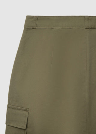 Long solid-colour cargo skirt