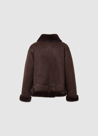 Padded jacket with fur-effect collar