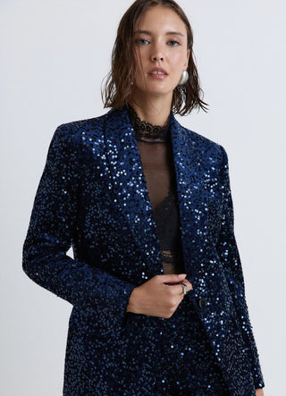 Single-breasted jacket with sequins