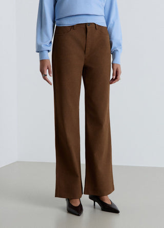 Pantaloni wide leg effetto scamosciato