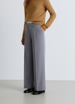 Pinstriped palazzo trousers with a boxer waist