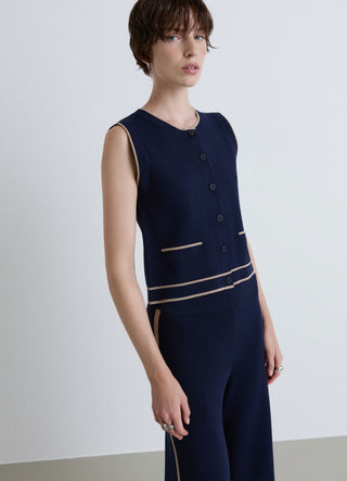 Gilet in maglia con profili a contrasto