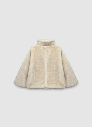 Jacke mit Felloptik und Stehkragen