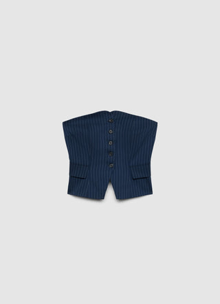 Pinstriped tailored bandeau vest with buttons