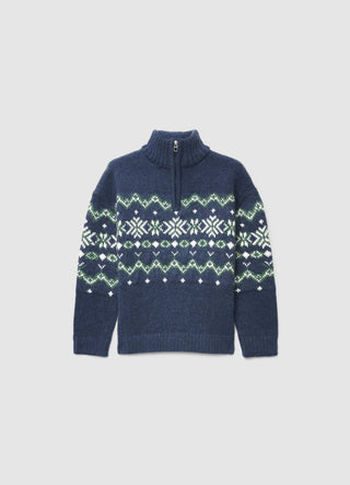 Jacquard-Pullover mit halbem Reißverschluss