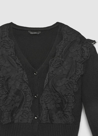Cardigan mit Spitzenbändern