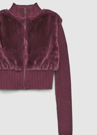 Crop-Pullover aus Kunstfell