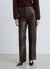 Pantaloni straight effetto pelle con nervature