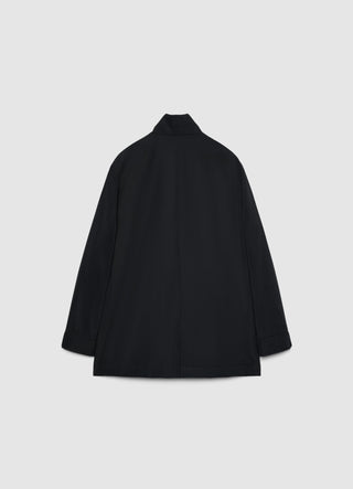 Padded duster coat with high collar