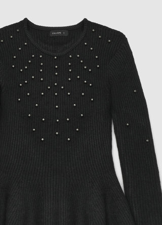 Maglia peplo con applicazioni di perle