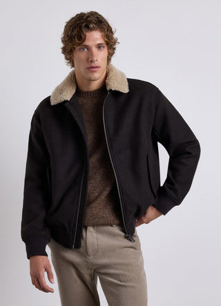 Giubbotto con colletto sherpa e zip
