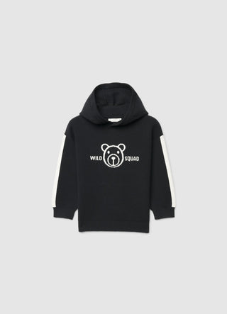Maglia con cappuccio e motivo orso