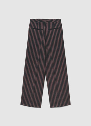Pantaloni straight sartoriali a righe con pinces